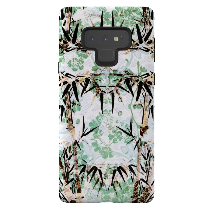 Galaxy Note 9 StrongFit Bamboo trees and pastel green flowers by Oana 