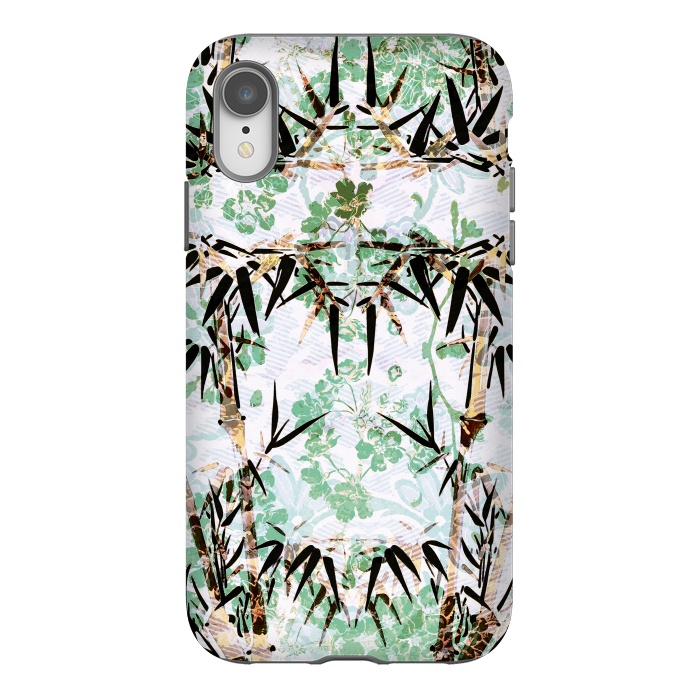 iPhone Xr StrongFit Bamboo trees and pastel green flowers by Oana 