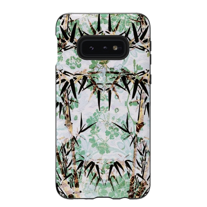 Galaxy S10e StrongFit Bamboo trees and pastel green flowers by Oana 