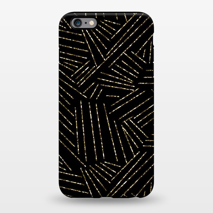 iPhone 6/6s plus StrongFit Black and Gold Glitter Lines by Ashley Camille