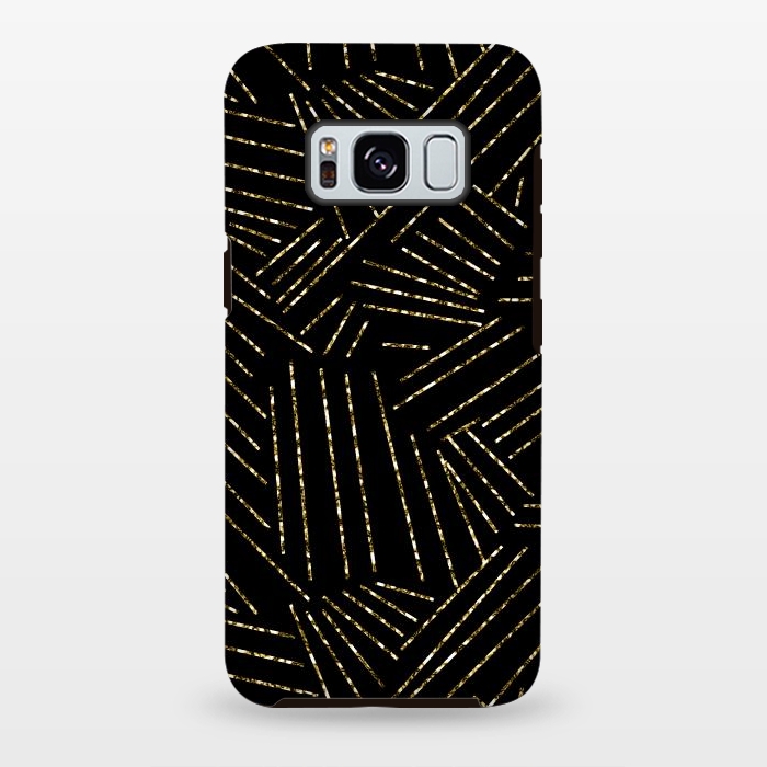 Galaxy S8 plus StrongFit Black and Gold Glitter Lines by Ashley Camille
