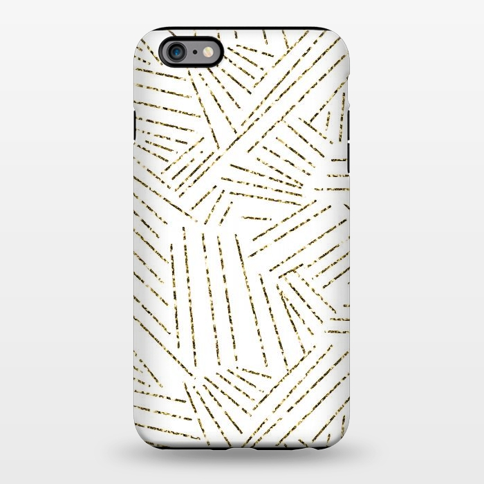 iPhone 6/6s plus StrongFit White and Gold Glitter Lines by Ashley Camille