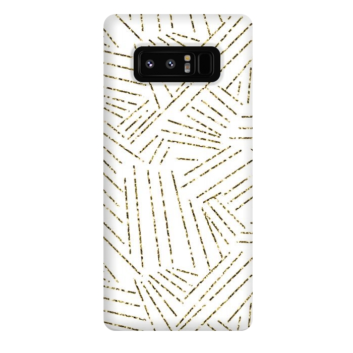 Galaxy Note 8 StrongFit White and Gold Glitter Lines by Ashley Camille