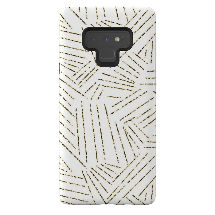 Galaxy Note 9 StrongFit White and Gold Glitter Lines by Ashley Camille