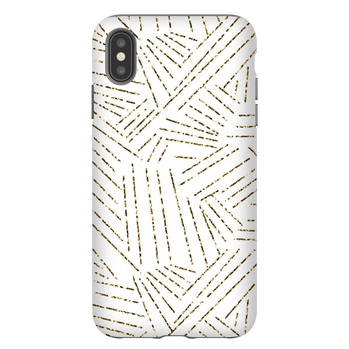 iPhone Xs Max StrongFit White and Gold Glitter Lines by Ashley Camille
