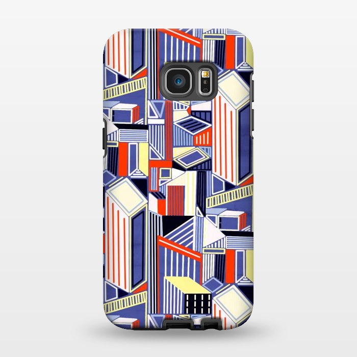 Galaxy S7 EDGE StrongFit Abstract Minimalism City (Pastel & Orange)  by Tigatiga