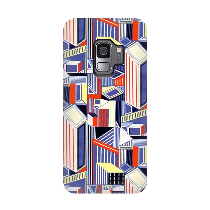 Galaxy S9 StrongFit Abstract Minimalism City (Pastel & Orange)  by Tigatiga