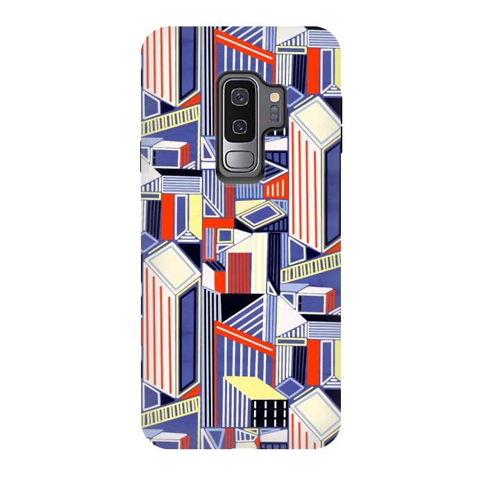 Galaxy S9 plus StrongFit Abstract Minimalism City (Pastel & Orange)  by Tigatiga