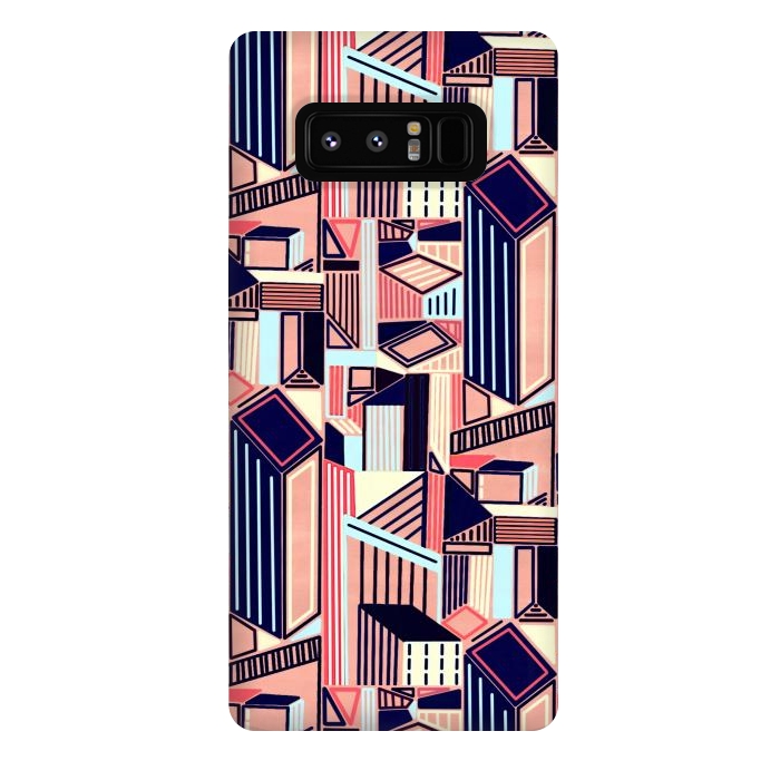 Galaxy Note 8 StrongFit Abstract Minimalism City (Blush & Navy)  by Tigatiga