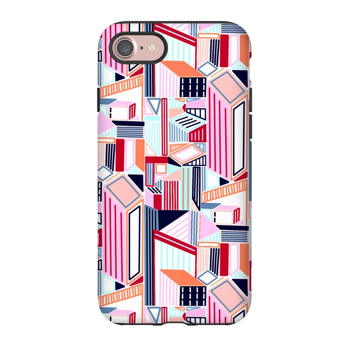iPhone 7 StrongFit Abstract Minimalism City (Peachy Pastel & Red)  by Tigatiga