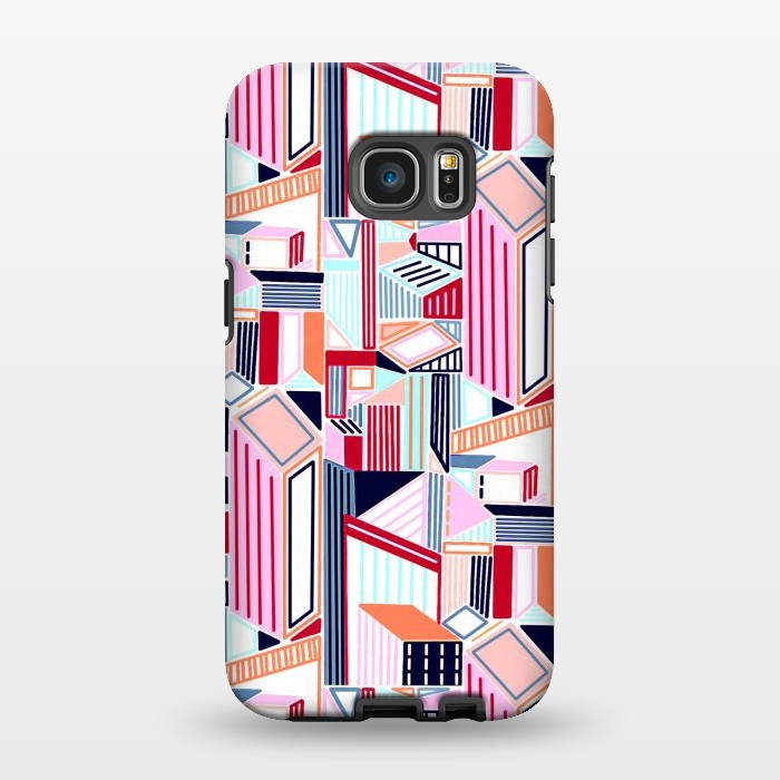 Galaxy S7 EDGE StrongFit Abstract Minimalism City (Peachy Pastel & Red)  by Tigatiga
