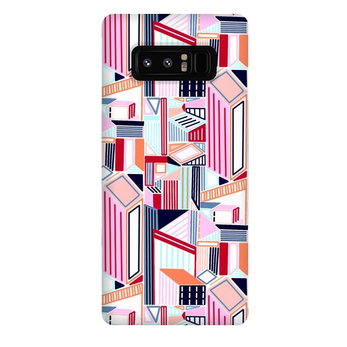 Galaxy Note 8 StrongFit Abstract Minimalism City (Peachy Pastel & Red)  by Tigatiga