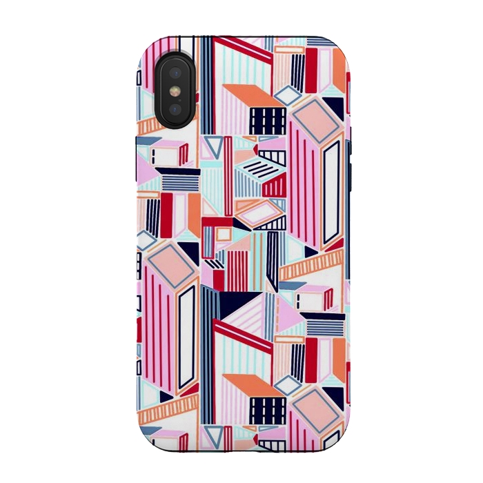iPhone Xs / X StrongFit Abstract Minimalism City (Peachy Pastel & Red)  by Tigatiga