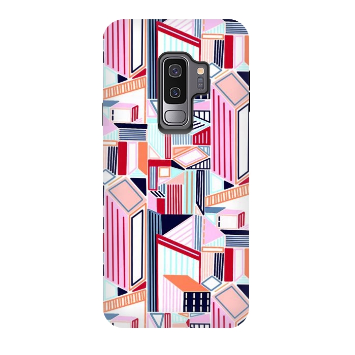 Galaxy S9 plus StrongFit Abstract Minimalism City (Peachy Pastel & Red)  by Tigatiga