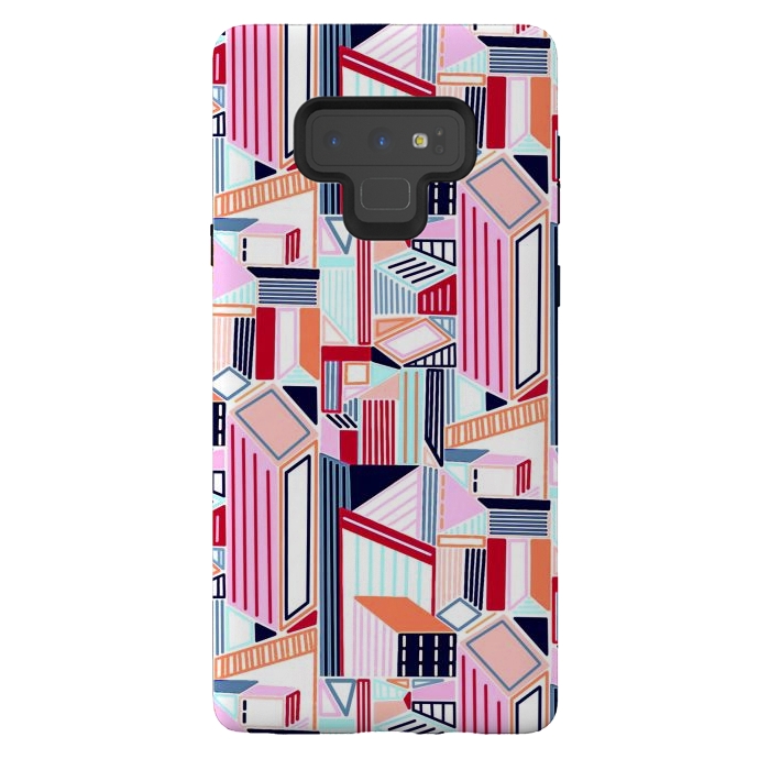 Galaxy Note 9 StrongFit Abstract Minimalism City (Peachy Pastel & Red)  by Tigatiga
