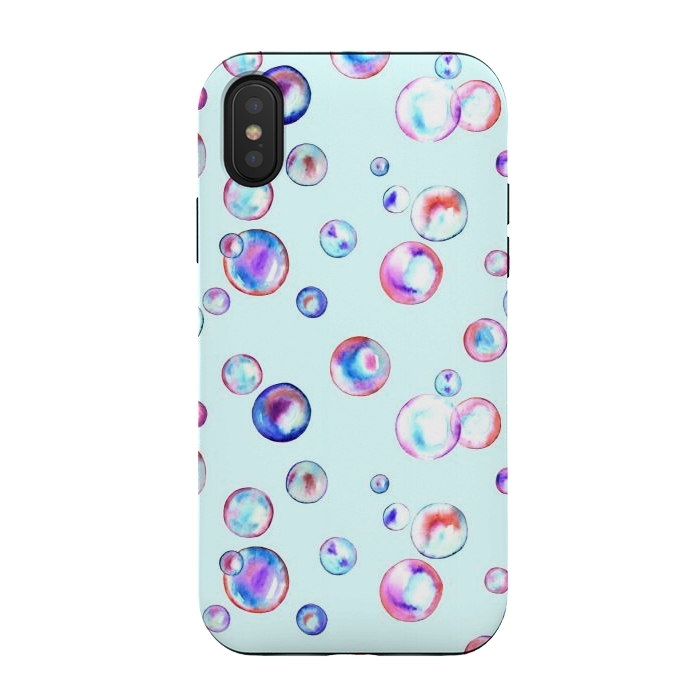 iPhone Xs / X StrongFit Watercolour bubbles by Melissa Pedersen