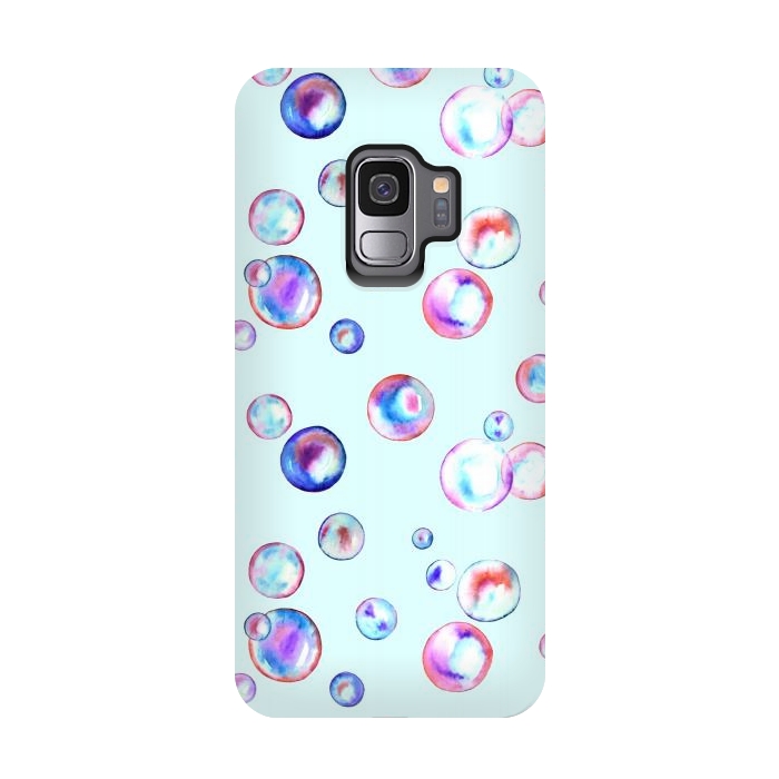 Galaxy S9 StrongFit Watercolour bubbles by Melissa Pedersen