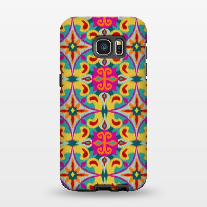 Galaxy S7 EDGE StrongFit Rainbow Ikat Tile by Melissa Pedersen