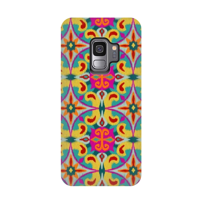 Galaxy S9 StrongFit Rainbow Ikat Tile by Melissa Pedersen
