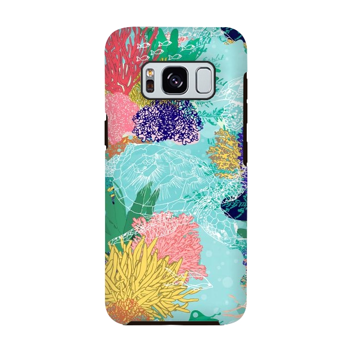 Galaxy S8 StrongFit Cute colorful ocean coral reefs and turtles design by InovArts