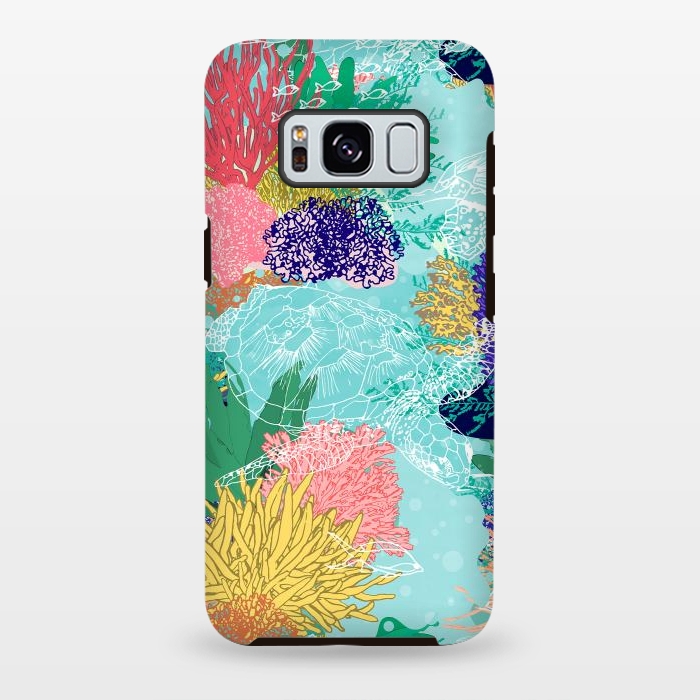 Galaxy S8 plus StrongFit Cute colorful ocean coral reefs and turtles design by InovArts