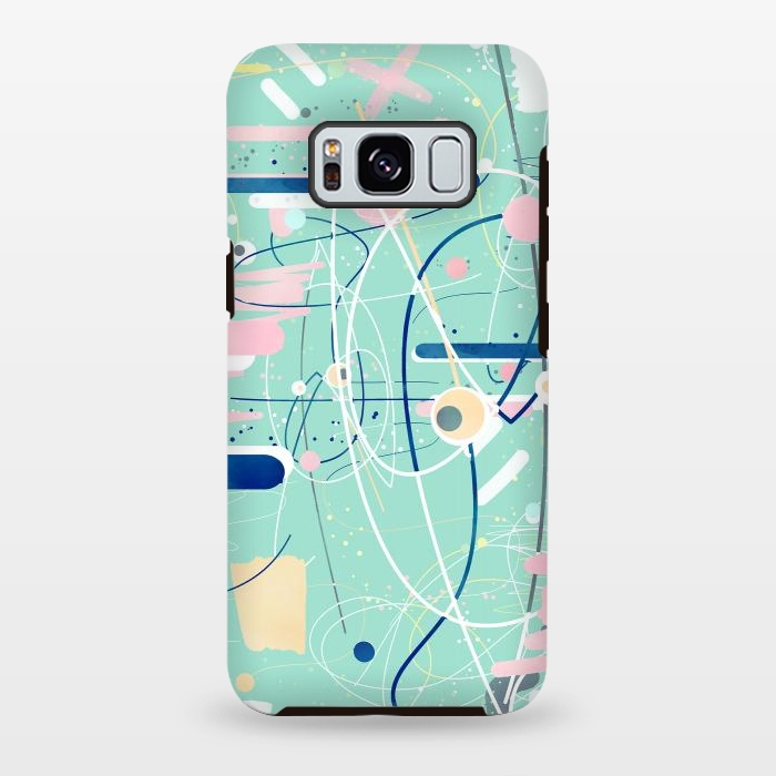 Galaxy S8 plus StrongFit Modern mint strokes and dots creative art  by InovArts
