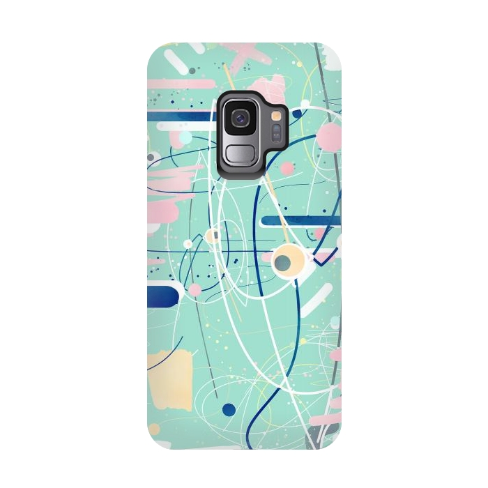 Galaxy S9 StrongFit Modern mint strokes and dots creative art  by InovArts