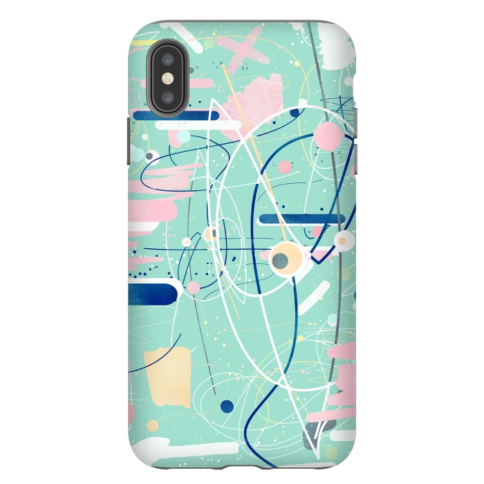 iPhone Xs Max StrongFit Modern mint strokes and dots creative art  by InovArts