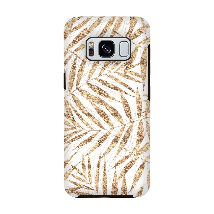 Galaxy S8 StrongFit Elegant golden tropical palm leaves design by InovArts