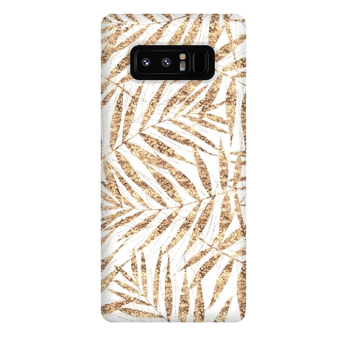 Galaxy Note 8 StrongFit Elegant golden tropical palm leaves design by InovArts