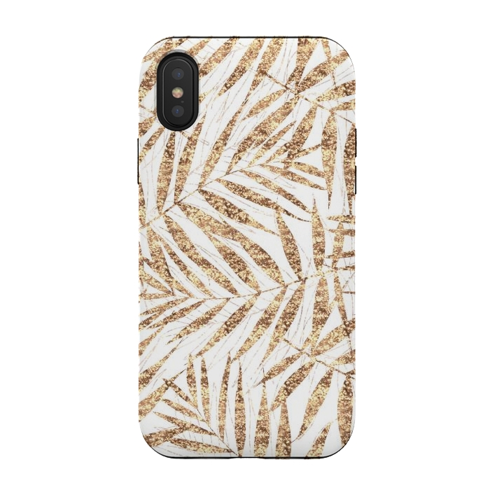 iPhone Xs / X StrongFit Elegant golden tropical palm leaves design by InovArts