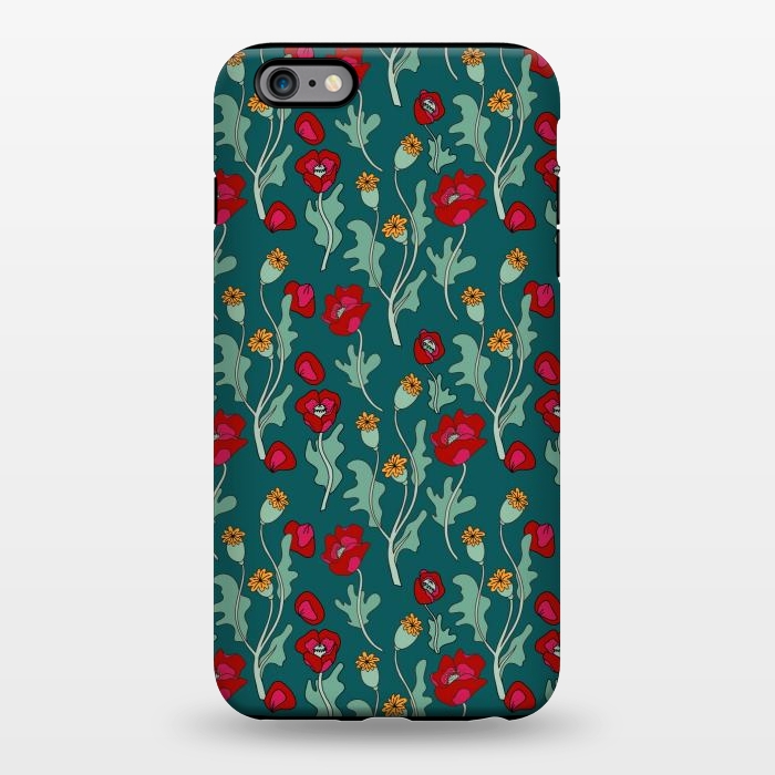 iPhone 6/6s plus StrongFit Garden Poppies on Teal by Melissa Pedersen