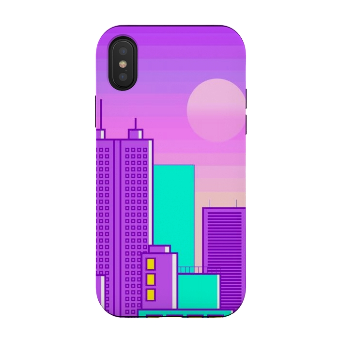 iPhone Xs / X StrongFit purple sunset in the city by haroulita