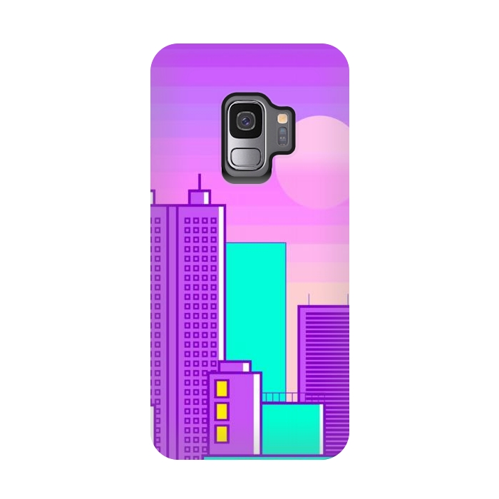 Galaxy S9 StrongFit purple sunset in the city by haroulita