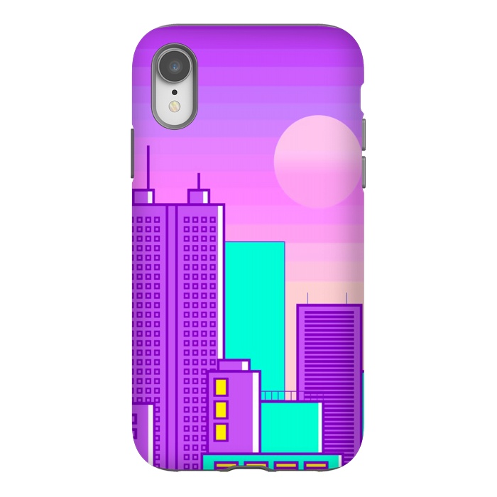 iPhone Xr StrongFit purple sunset in the city by haroulita