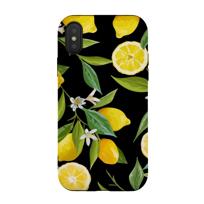 iPhone Xs / X StrongFit lemons in black background by haroulita