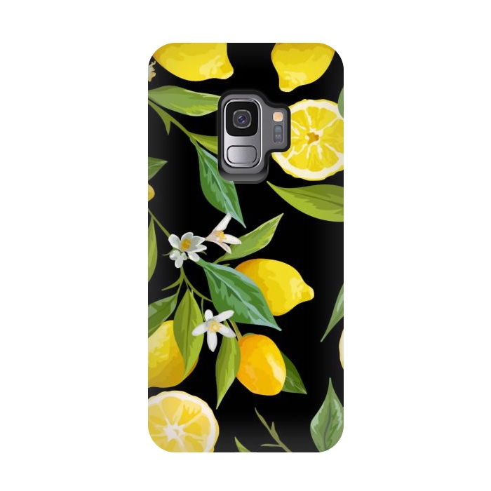 Galaxy S9 StrongFit lemons in black background by haroulita