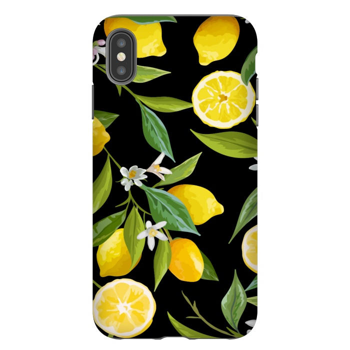 iPhone Xs Max StrongFit lemons in black background by haroulita