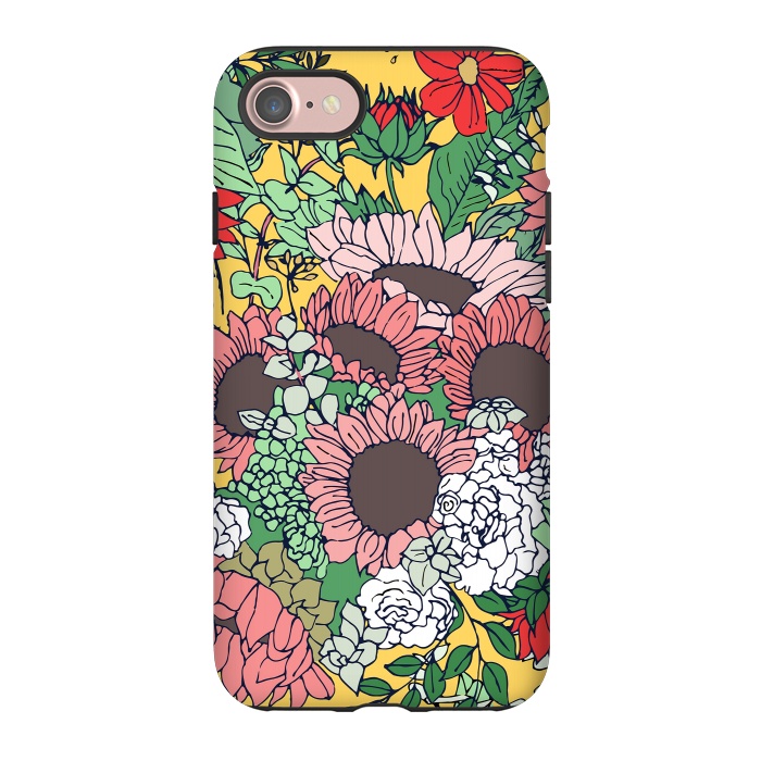 iPhone 7 StrongFit Pretty aspen gold and pink floral design by InovArts