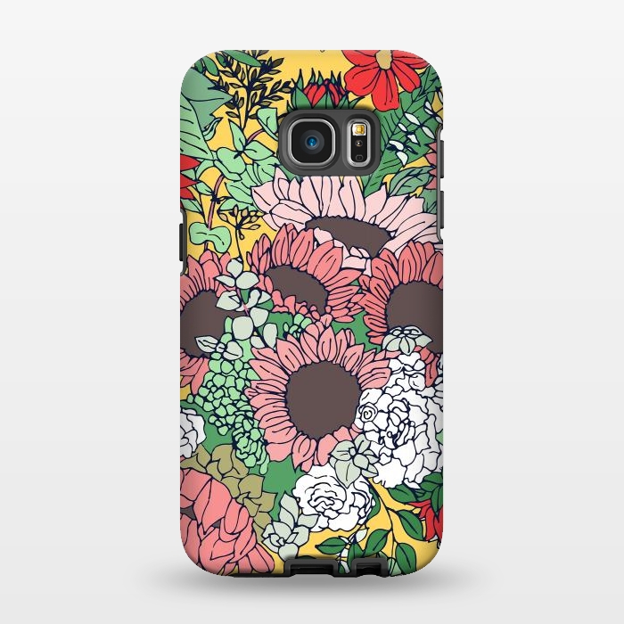 Galaxy S7 EDGE StrongFit Pretty aspen gold and pink floral design by InovArts