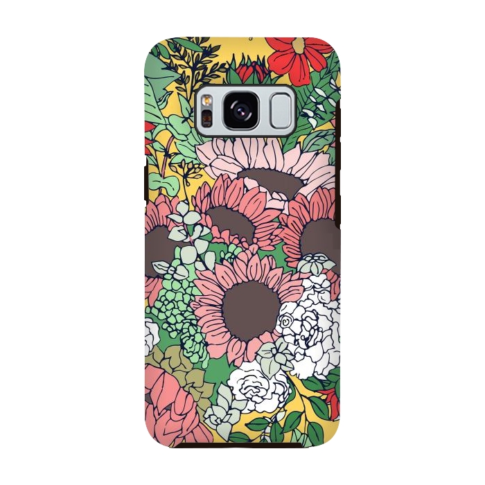 Galaxy S8 StrongFit Pretty aspen gold and pink floral design by InovArts