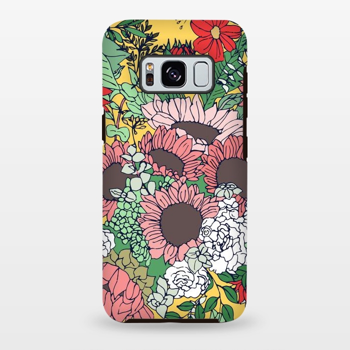 Galaxy S8 plus StrongFit Pretty aspen gold and pink floral design by InovArts