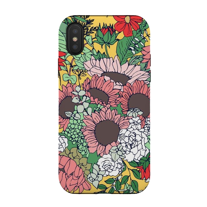 iPhone Xs / X StrongFit Pretty aspen gold and pink floral design by InovArts