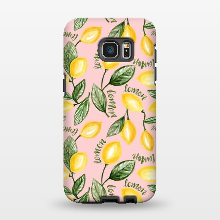 Galaxy S7 EDGE StrongFit Lemon watercolour  by Melissa Pedersen
