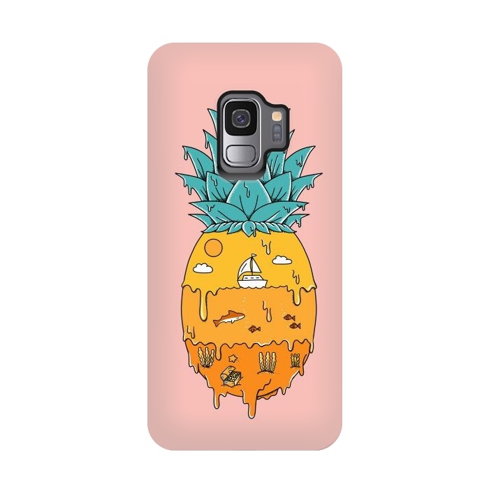 Galaxy S9 StrongFit Pineapple Landscape pink by Coffee Man