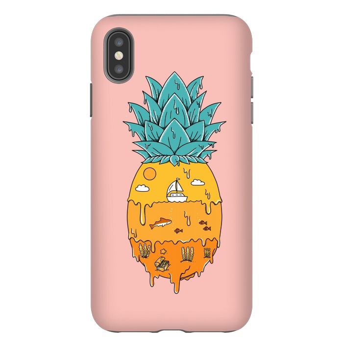 iPhone Xs Max StrongFit Pineapple Landscape pink by Coffee Man