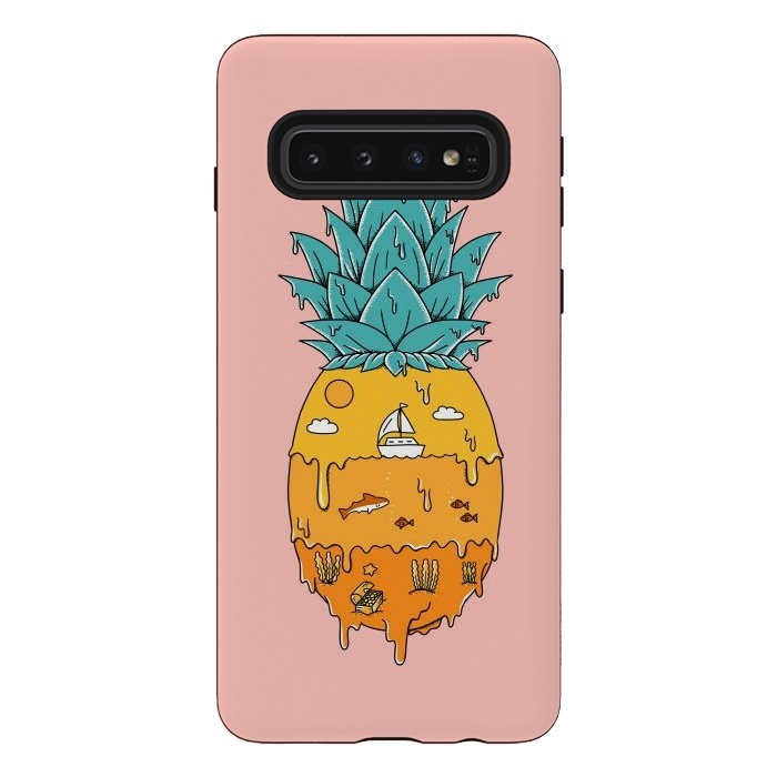 Galaxy S10 StrongFit Pineapple Landscape pink by Coffee Man