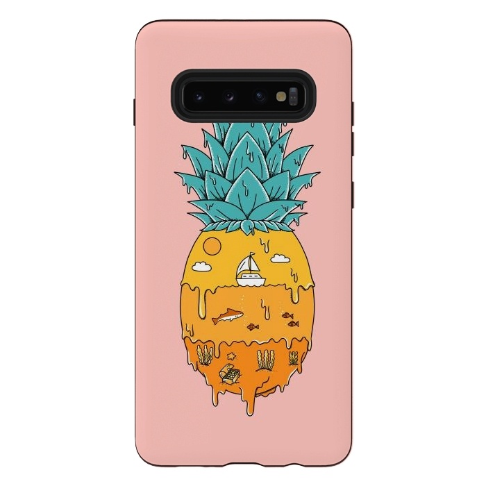 Galaxy S10 plus StrongFit Pineapple Landscape pink by Coffee Man