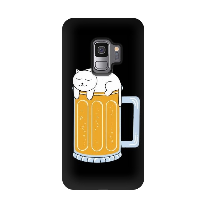 Galaxy S9 StrongFit Cat beer by Coffee Man