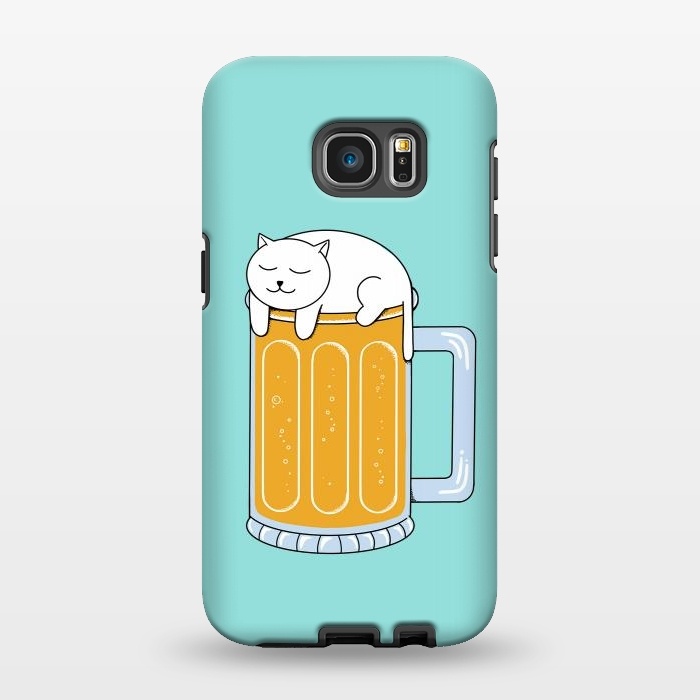 Galaxy S7 EDGE StrongFit Cat Beer Green by Coffee Man